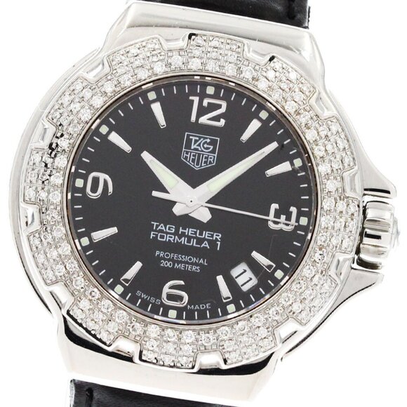 TAG HEUER Formula 1 WAC1214-0 diamond bezel date black Dial Quartz Ladies_871489 - Picture 1 of 6